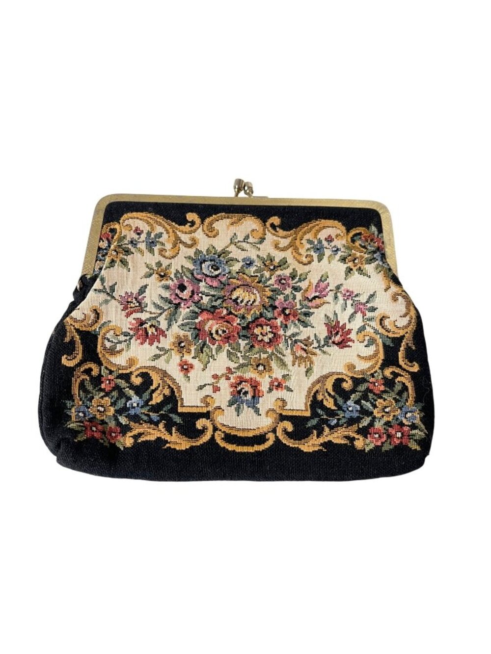 Vintage Hong Kong Tapestry Clutch Bag Petite Needlework Purse MCM